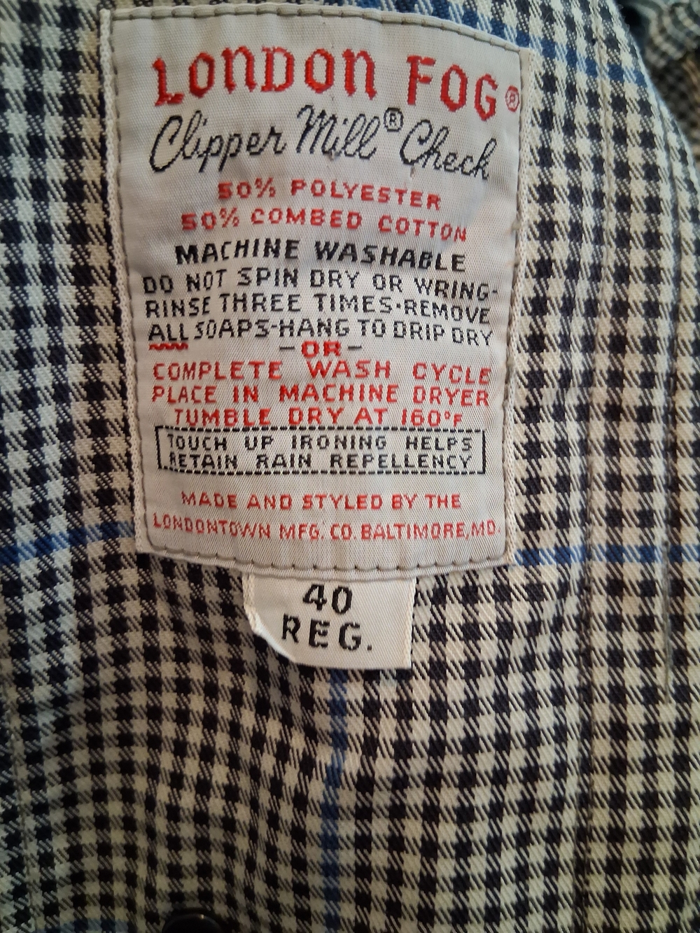 Men's Vintage Houndstooth London Fog Overcoat Size 40 Reg Ivy Academia Preppy - Picture 8 of 8